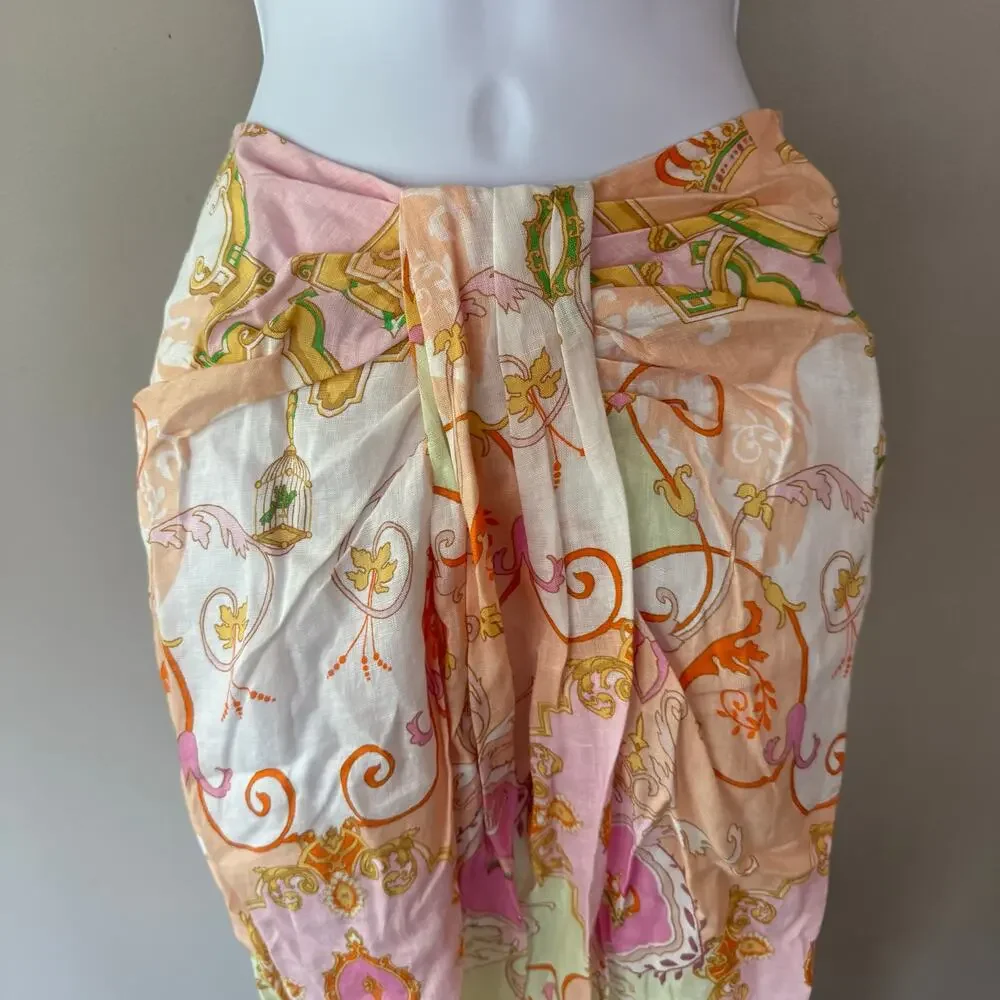 Hale Bob Sophrona Linen Drape Skirt Pastel Pink Sz XS Ballerina Unicorn Birdcage